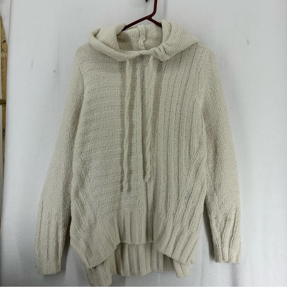Simply Vera Wang Pullover Hooded Knit Sweater Teddy Woman’s Small White
